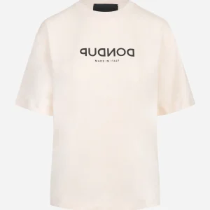 T-shirt girocollo con logo rosa