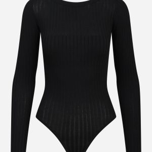 Body in maglia nero con trasparenze