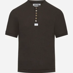 T-shirt serafino Nudo in cotone stretch marrone