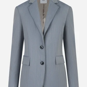 Blazer monopetto in lana malfilè Azzurro