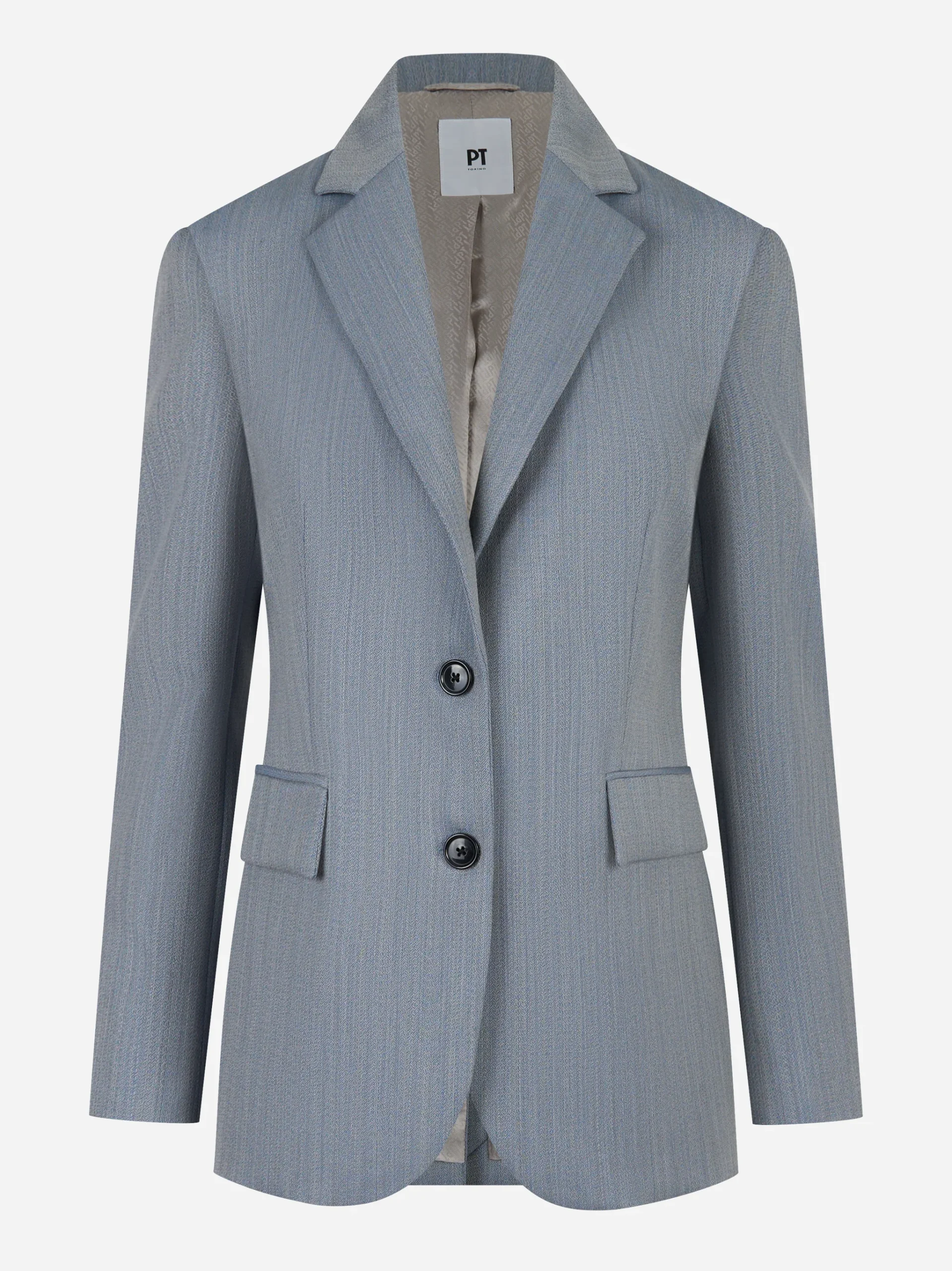 Blazer monopetto in lana malfilè Azzurro