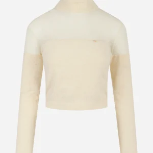 Dolcevita in maglia con logo gioiello Bianca