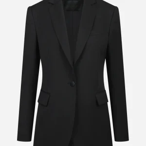 Blazer monopetto regular in gabardina fresco lana nero