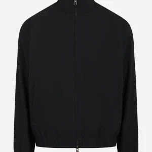 Bomber in nylon stretch nero