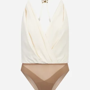 Body in georgette di viscosa bianco