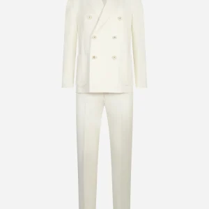 Abito doppiopetto bianco in pura lana vergine