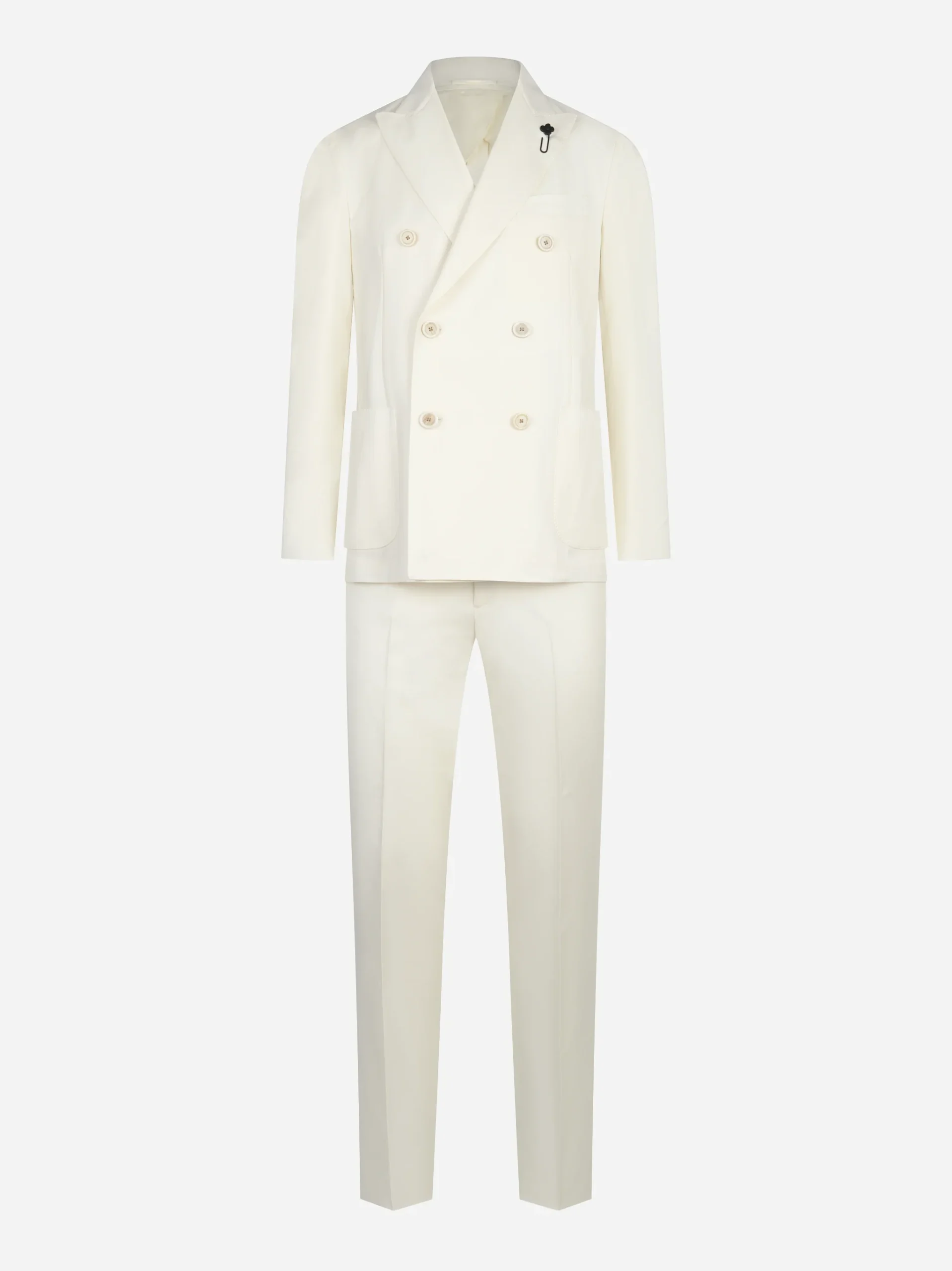 Abito doppiopetto bianco in pura lana vergine
