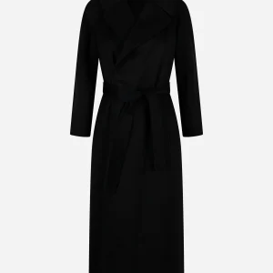 Cappotto Paola in double di lana con cintura Nero