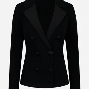 Giacca in maglia con dettagli in viscosa lucida Nera