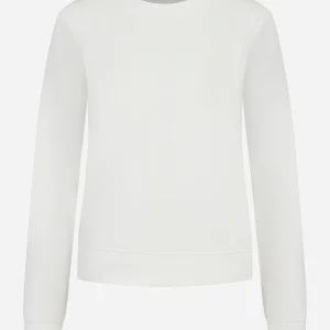 Felpa girocollo slim a maniche lunghe con logo ricamato sul petto Bianca