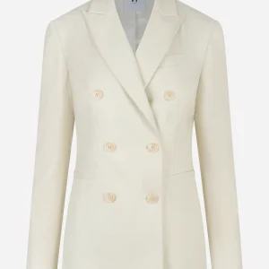 Blazer doppiopetto in lana e lurex Bianco