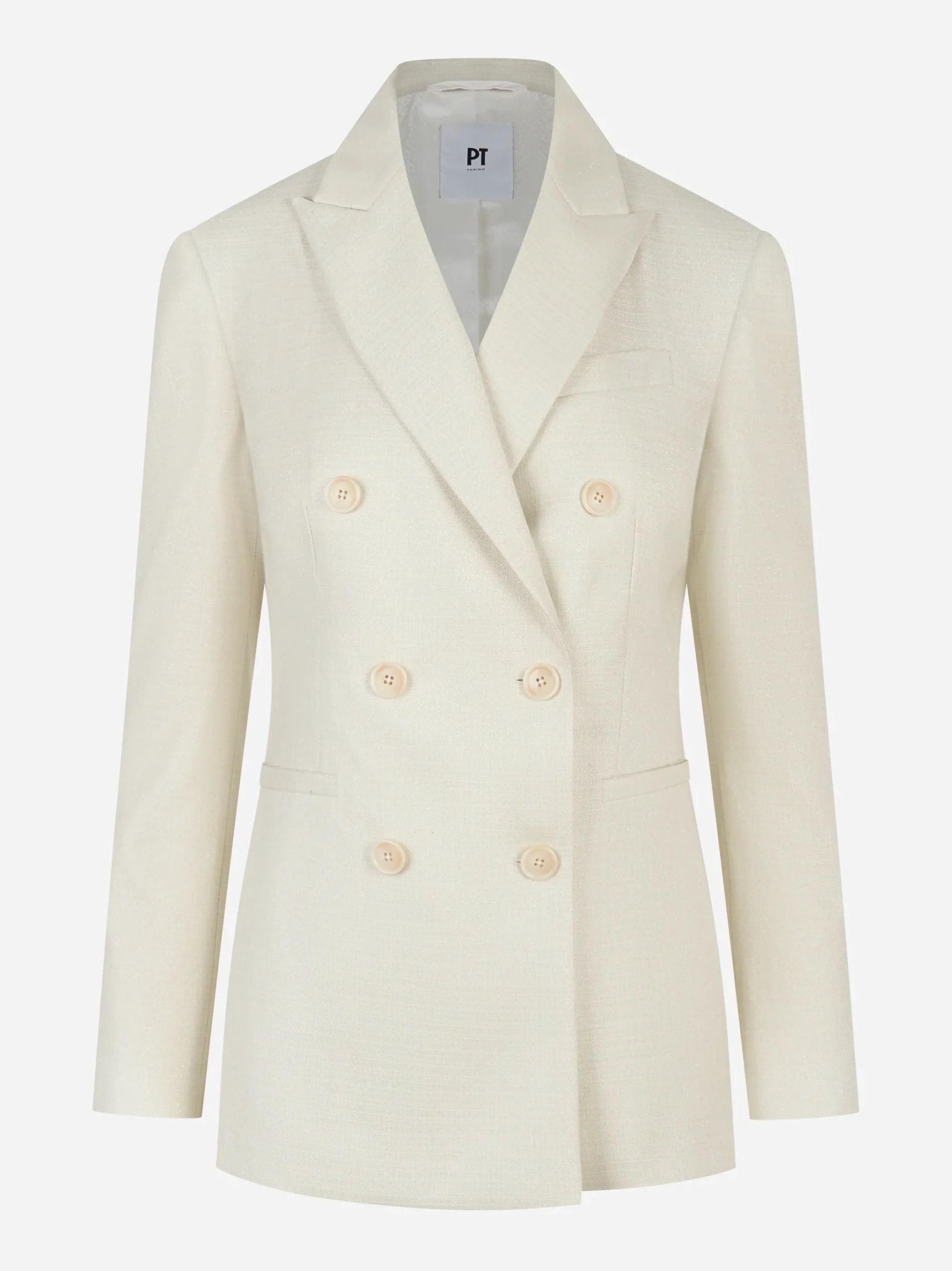Blazer doppiopetto in lana e lurex Bianco
