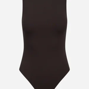 Body in jersey crepe con dettagli logo Marrone
