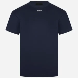T-shirt blu manica corta con logo