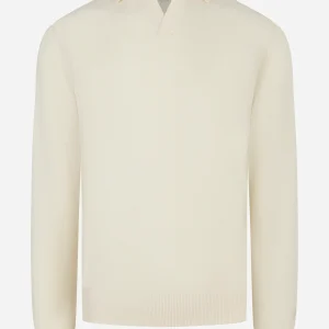 Polo Covent manica lunga in lana merinos e cashmere Bianca