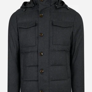 Giacca in lana con con cappuccio Grigia