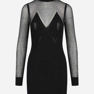 Mini abito in maglia con trasparenze