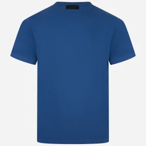 T-shirt girocollo blu elettrico con logo ricamato