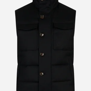 Gilet in lana con interno in piuma Nero