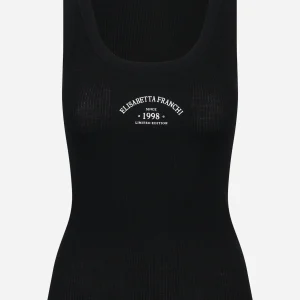 Top in maglia nero con logo