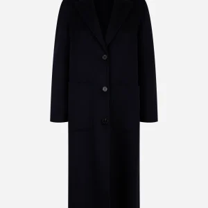 Cappotto monopetto elsa in lana double Blu