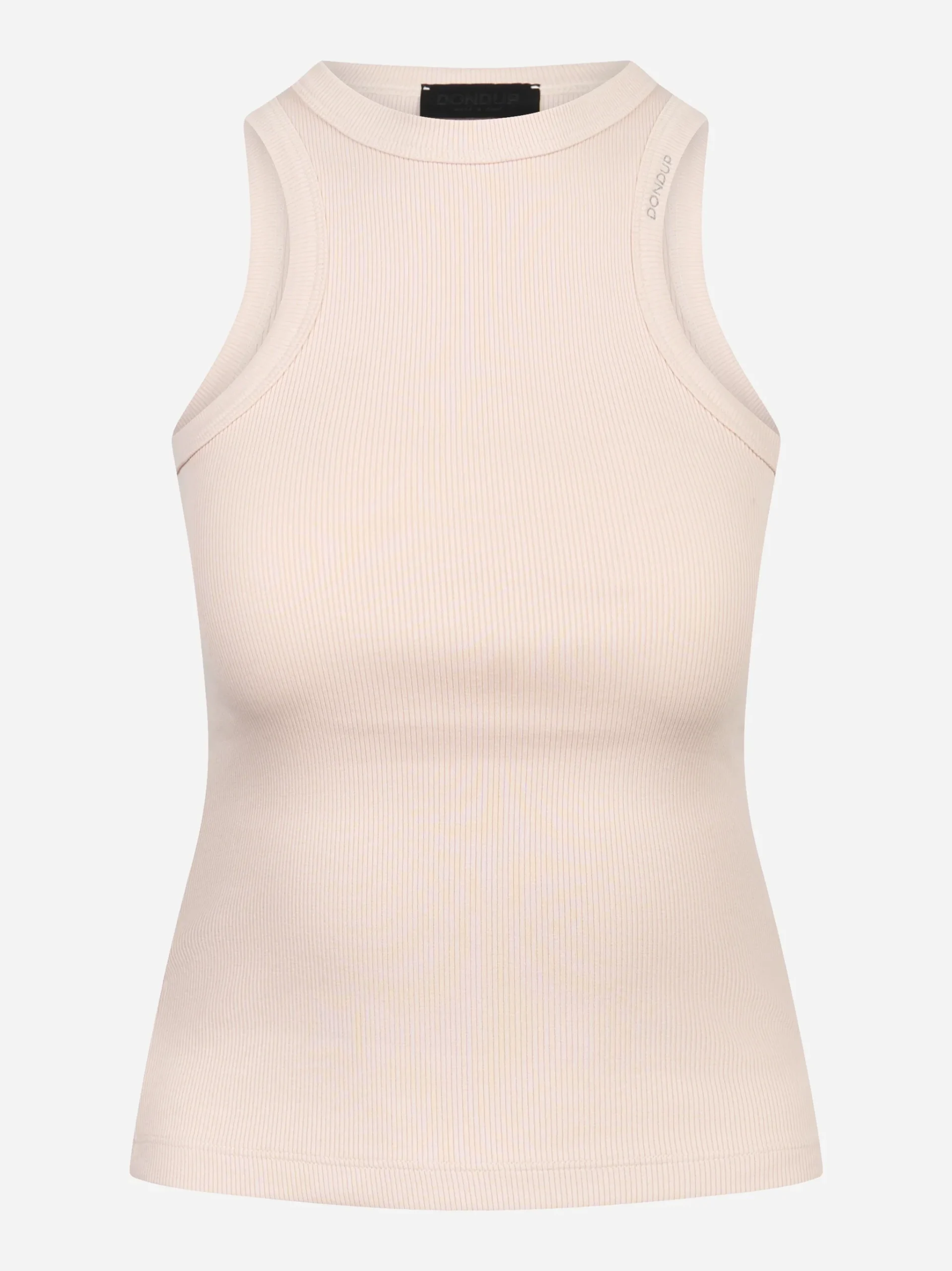 Canotta girocollo slim in costina di cotone rosa - immagine 2