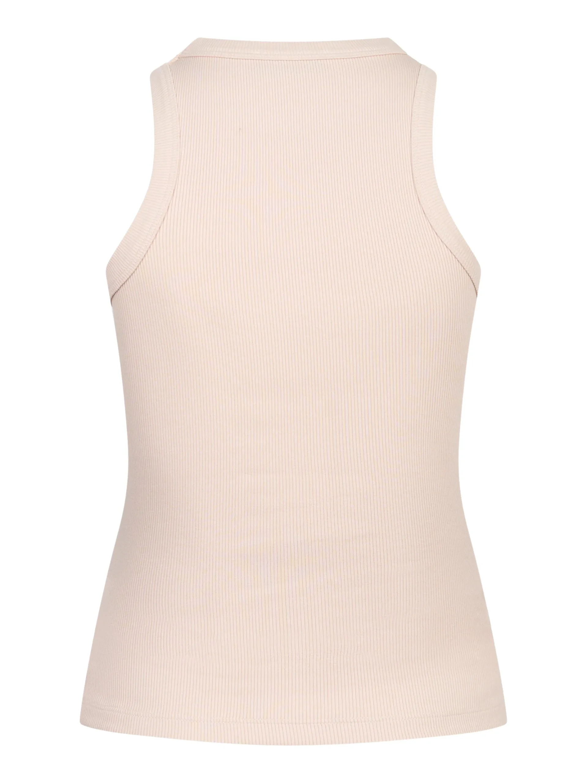 Canotta girocollo slim in costina di cotone rosa - immagine 3