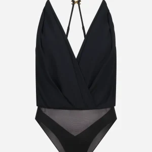 Body in georgette di viscosa nero