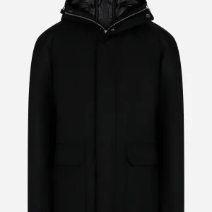 Piumino tecnico con cappuccio Nero