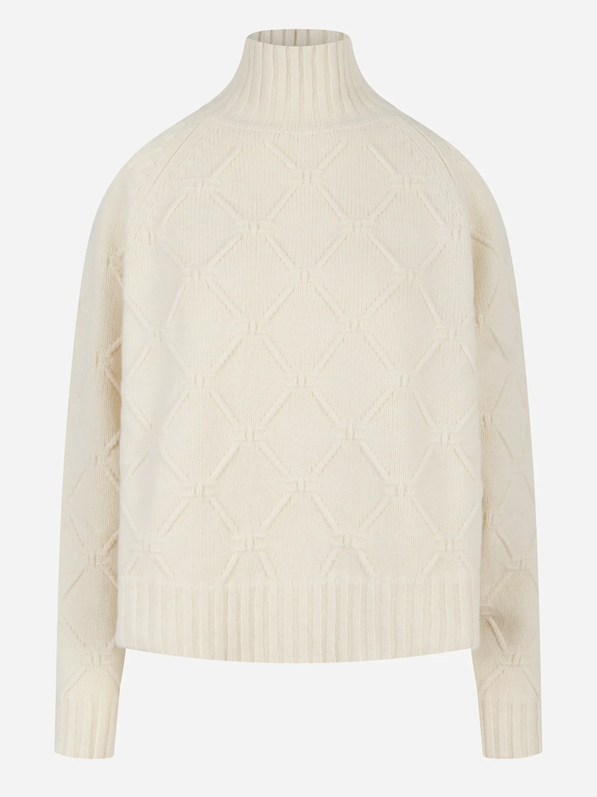 Pullover in maglia con losanghe jacquard Bianco