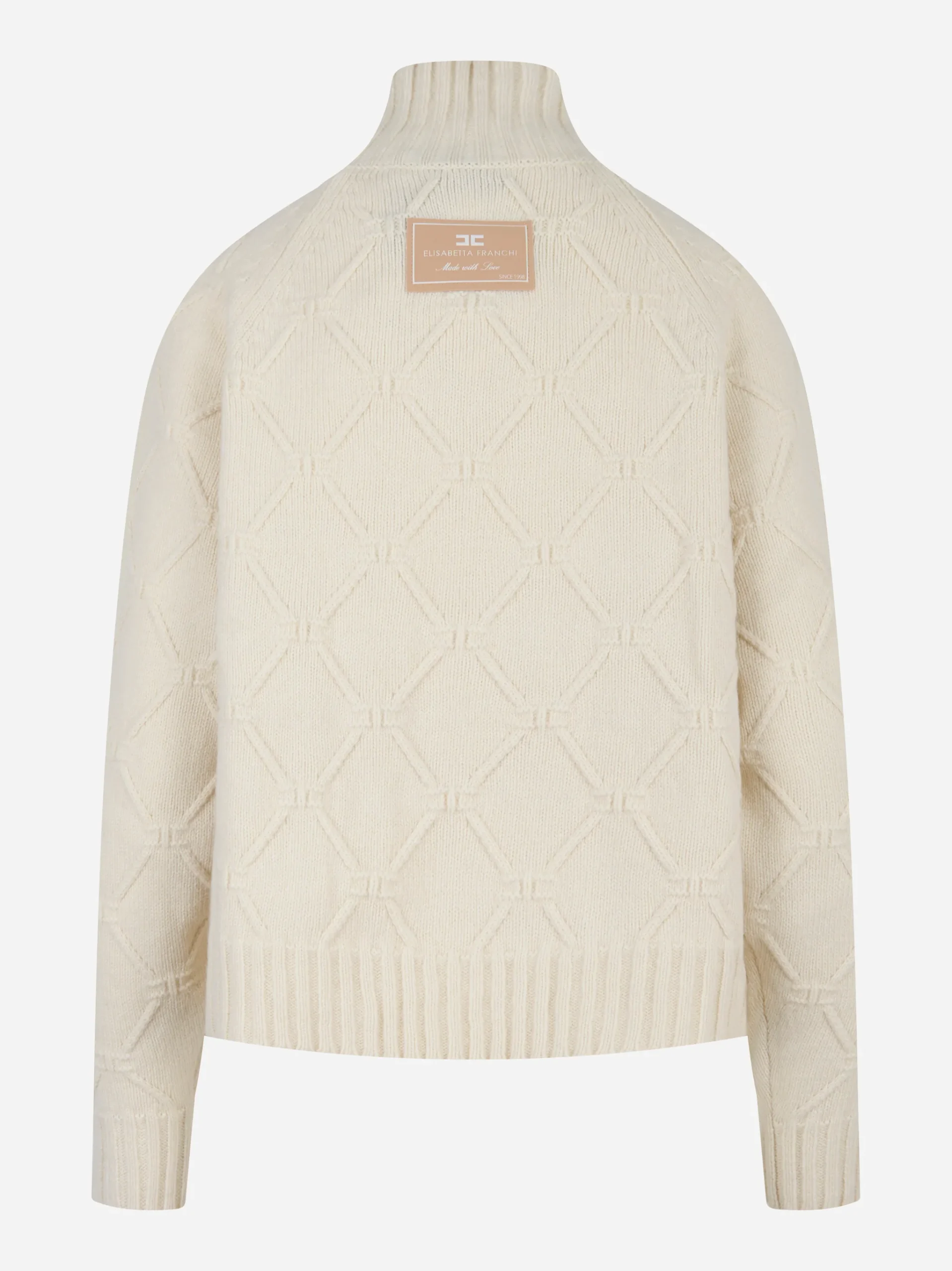 Pullover in maglia con losanghe jacquard Bianco - immagine 3