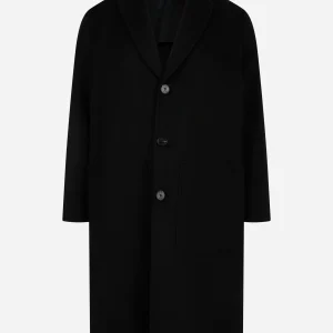 Cappotto monopetto in double di lana Nero