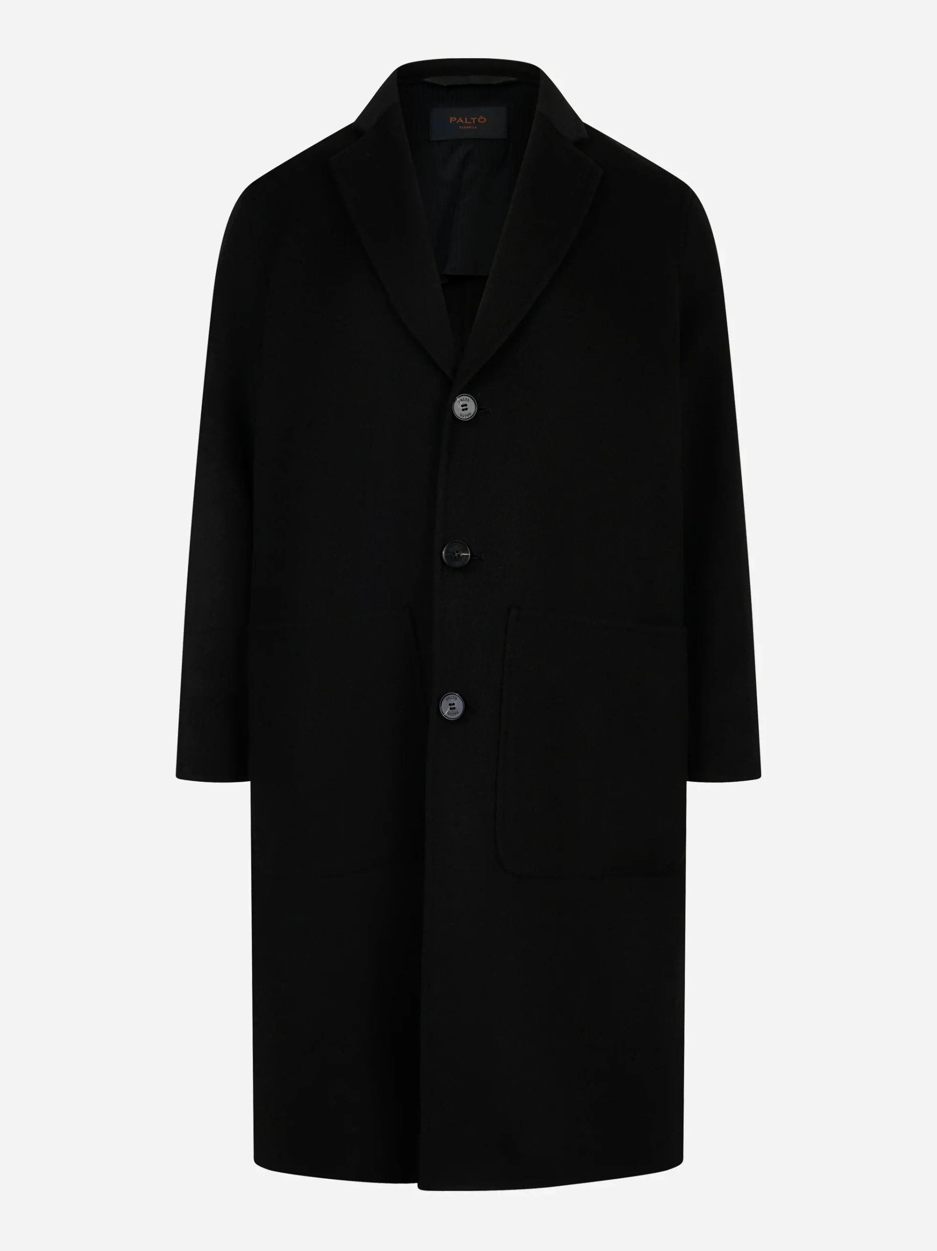 Cappotto monopetto in double di lana Nero