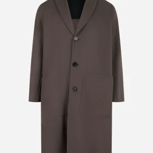 Cappotto monopetto in double di lana Grigio