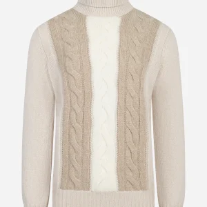 Dolcevita con motivo a treccia beige