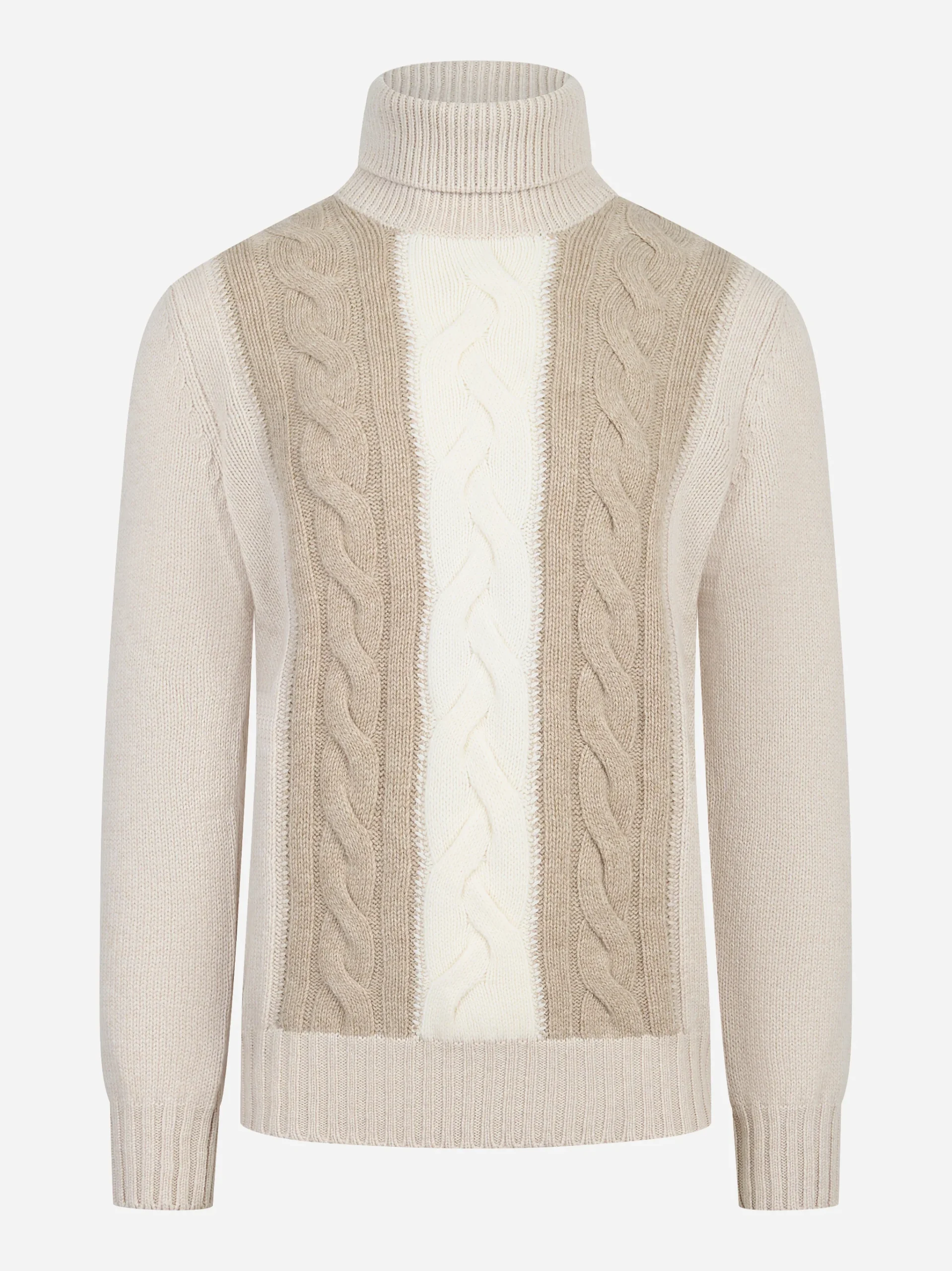 Dolcevita con motivo a treccia beige - immagine 2