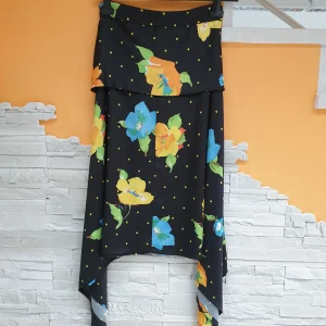 Gonna asimmetrica pois/fiori