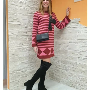 Abito maglia righe e rombi