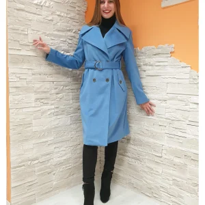 Cappotto celeste doppiopetto