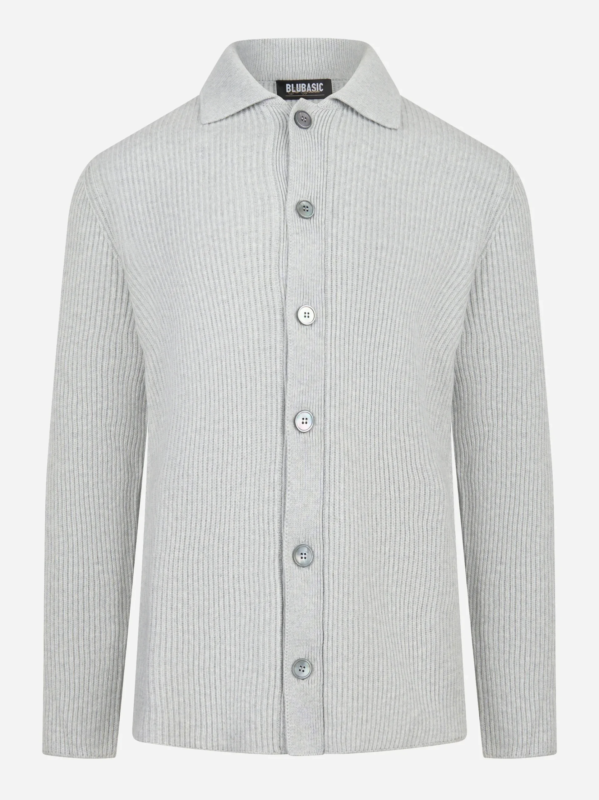 Cardigan con bottoni costa inglese grigio - immagine 2