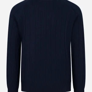 Maglia girocollo blu costa inglese piatta