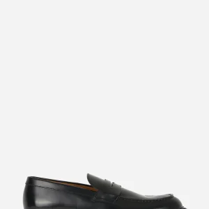 Mocassino in pelle con fondo cuoio Nero