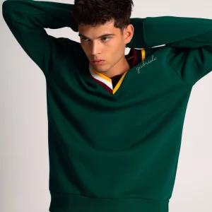 Felpa con Collo a V - Verde Bottiglia