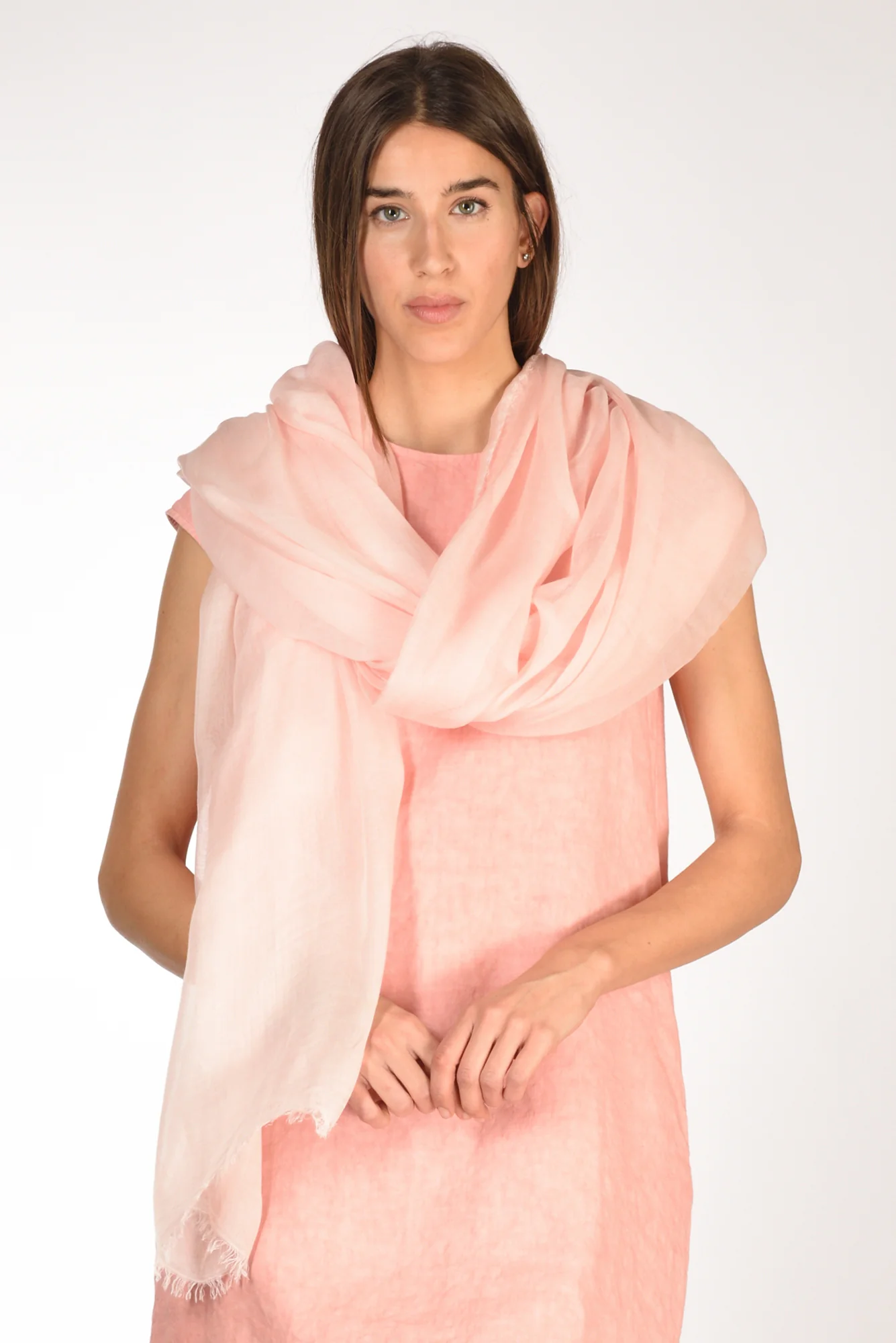 Faliero Sarti Sciarpa Sfrangiata Rosa Antico Donna - immagine 2