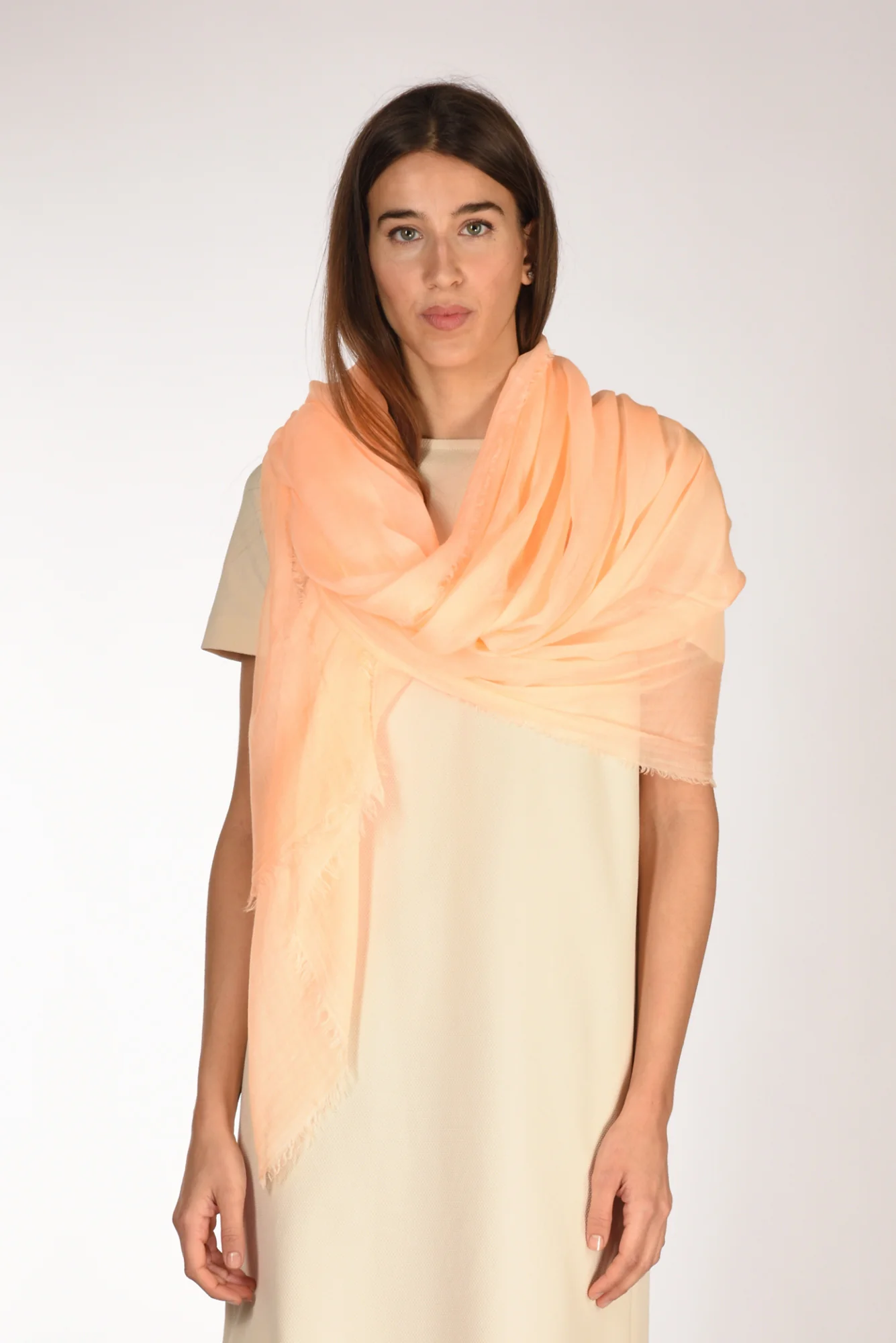 Faliero Sarti Sciarpa Sfrangiata Arancio Donna - immagine 2