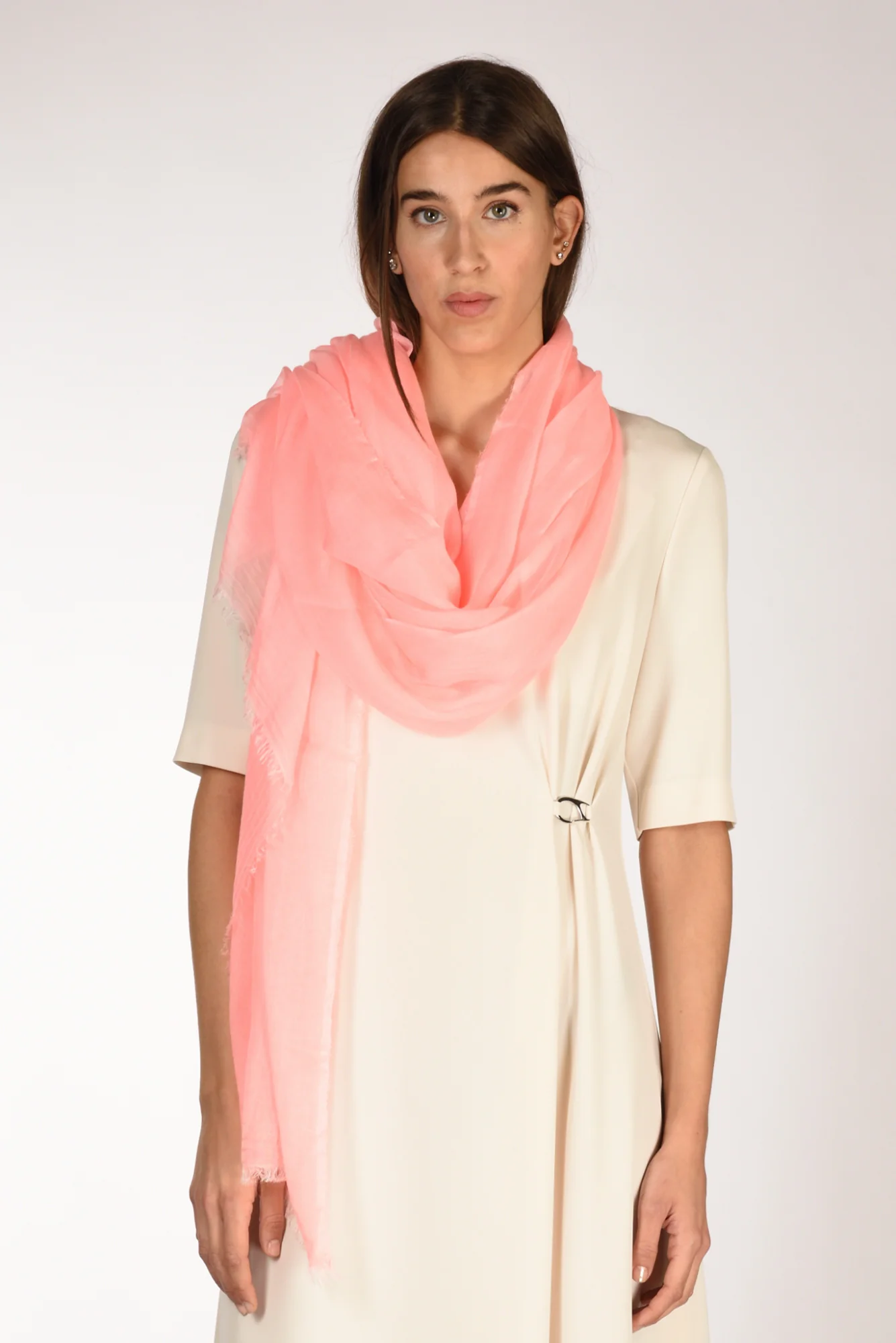 Faliero Sarti Sciarpa Sfrangiata Rosa Donna