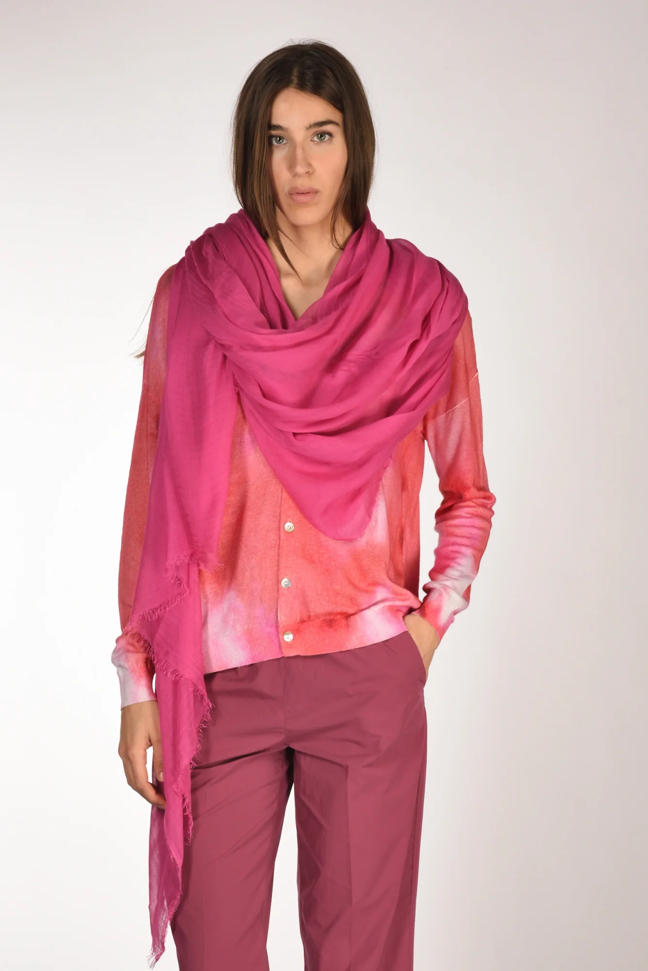 Faliero Sarti Stola Unita Rosa Scuro Donna - immagine 2