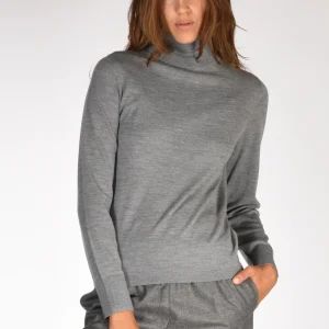 Allude Collo Alto Maglia Grigio Donna