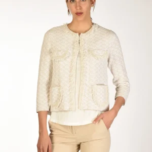 Anne Claire Giacca Di Maglia Beige/bianco Donna