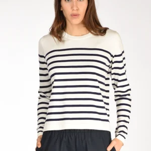 Allude Maglia Rigata Bianco/blu Donna